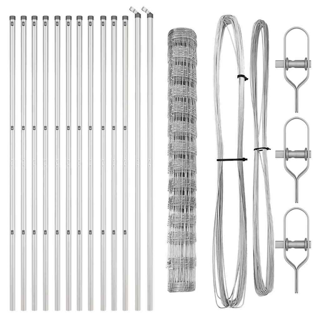 Ground Fix Welded Wire Fence 25 x 1.4 m Galvanised Steel Silver