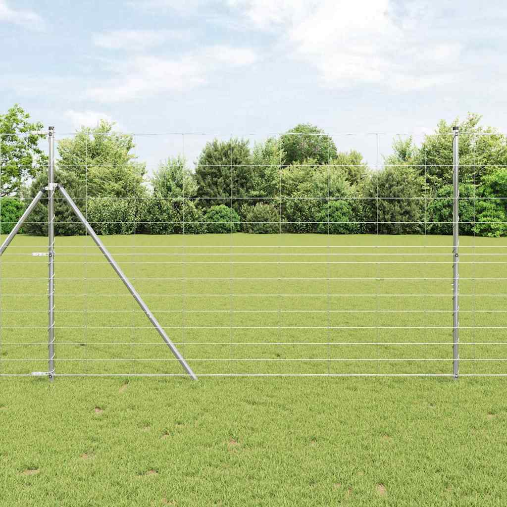 Ground Fix Welded Wire Fence 25 x 1.5 m Galvanised Steel Silver