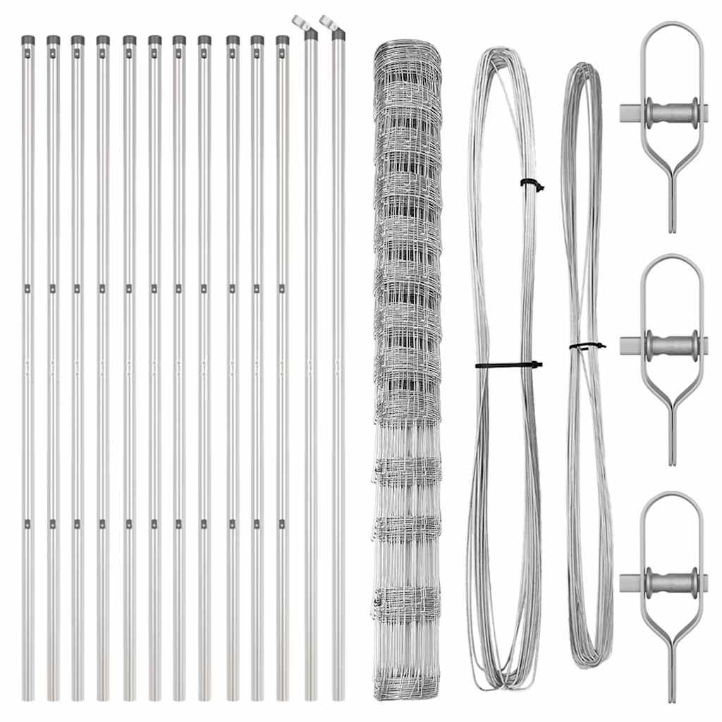 Ground Fix Welded Wire Fence 25 x 1.5 m Galvanised Steel Silver