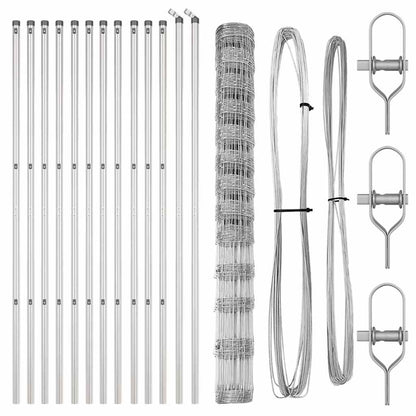 Ground Fix Welded Wire Fence 25 x 1.5 m Galvanised Steel Silver