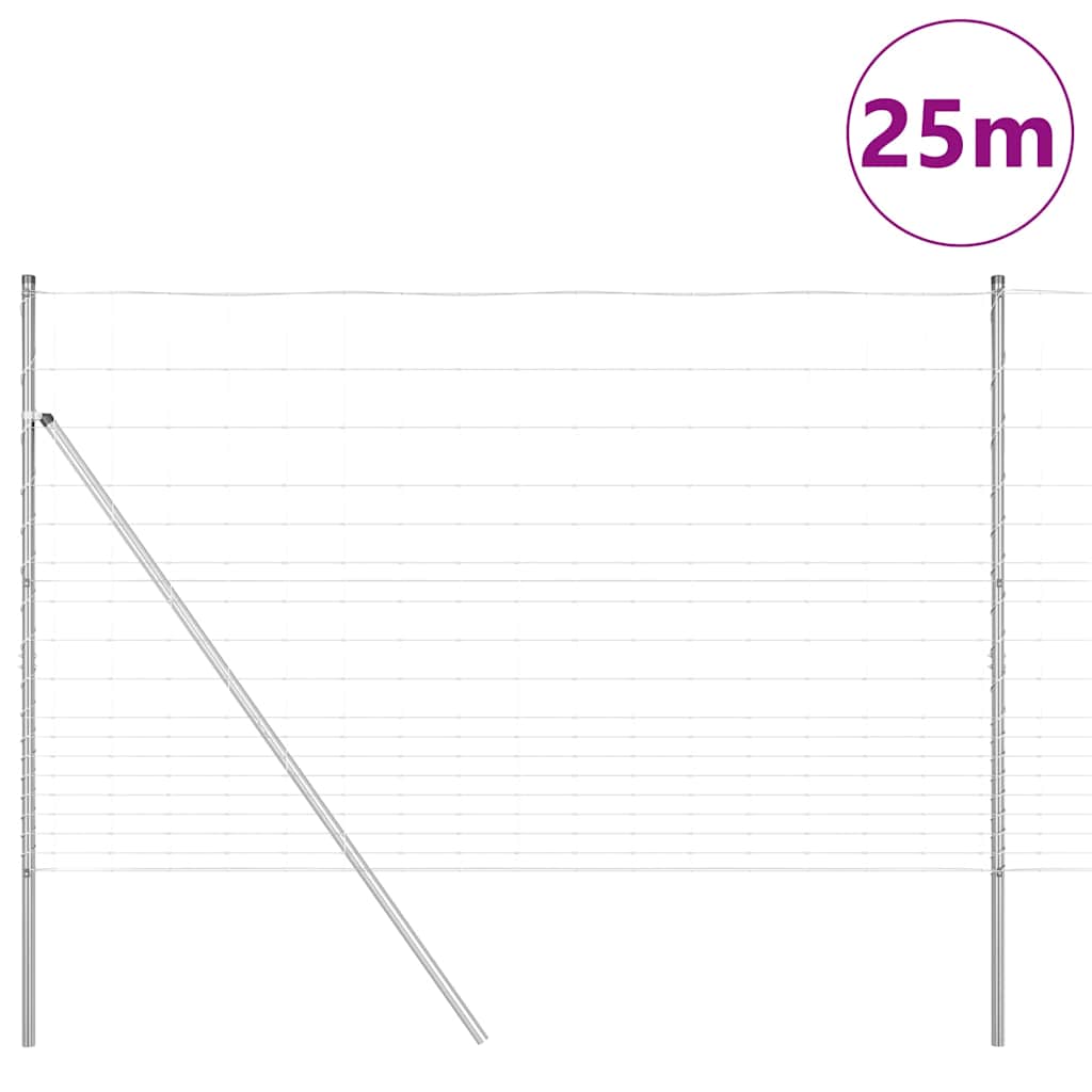 Ground Fix Welded Wire Fence 25 x 1.5 m Galvanised Steel Silver