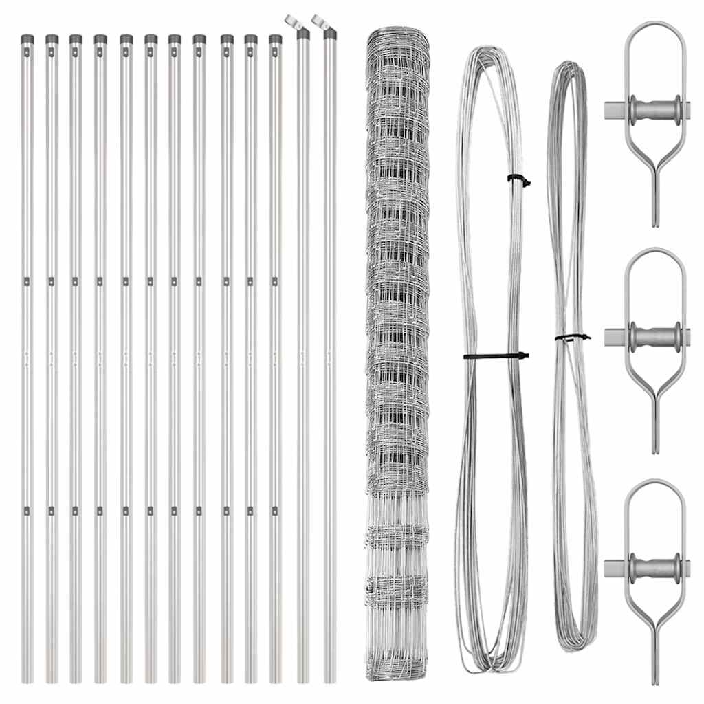 Ground Fix Welded Wire Fence 25 x 1.6 m Galvanised Steel Silver