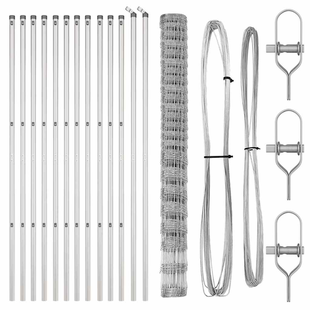 Ground Fix Welded Wire Fence 25 x 1.6 m Galvanised Steel Silver