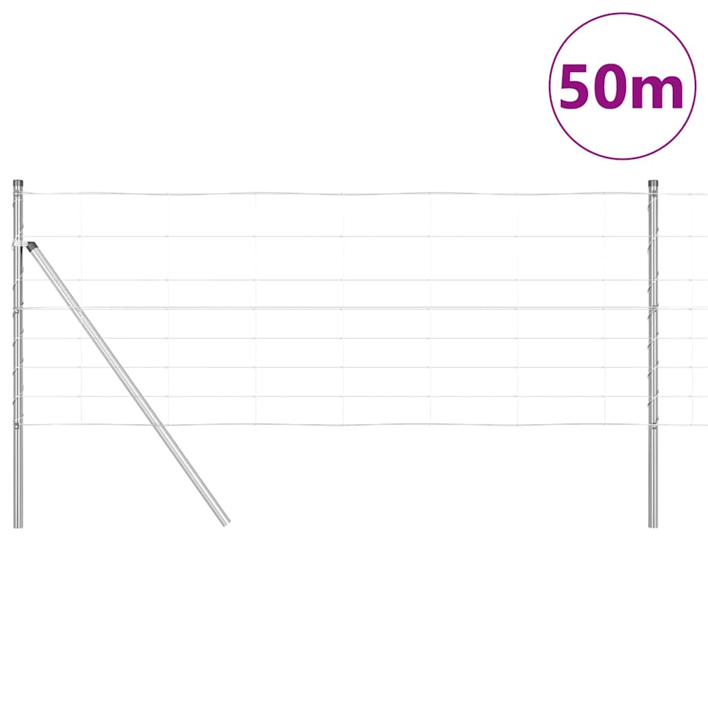 Ground Fix Welded Wire Fence 50 x 0.8 m Galvanised Steel Silver