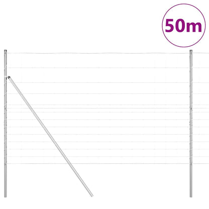 Ground Fix Welded Wire Fence 50 x 1.5 m Galvanised Steel Silver