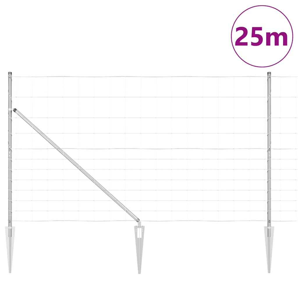 Welded Wire Fence with Spikes 25 x 1.4 m Galvanised Steel Mesh