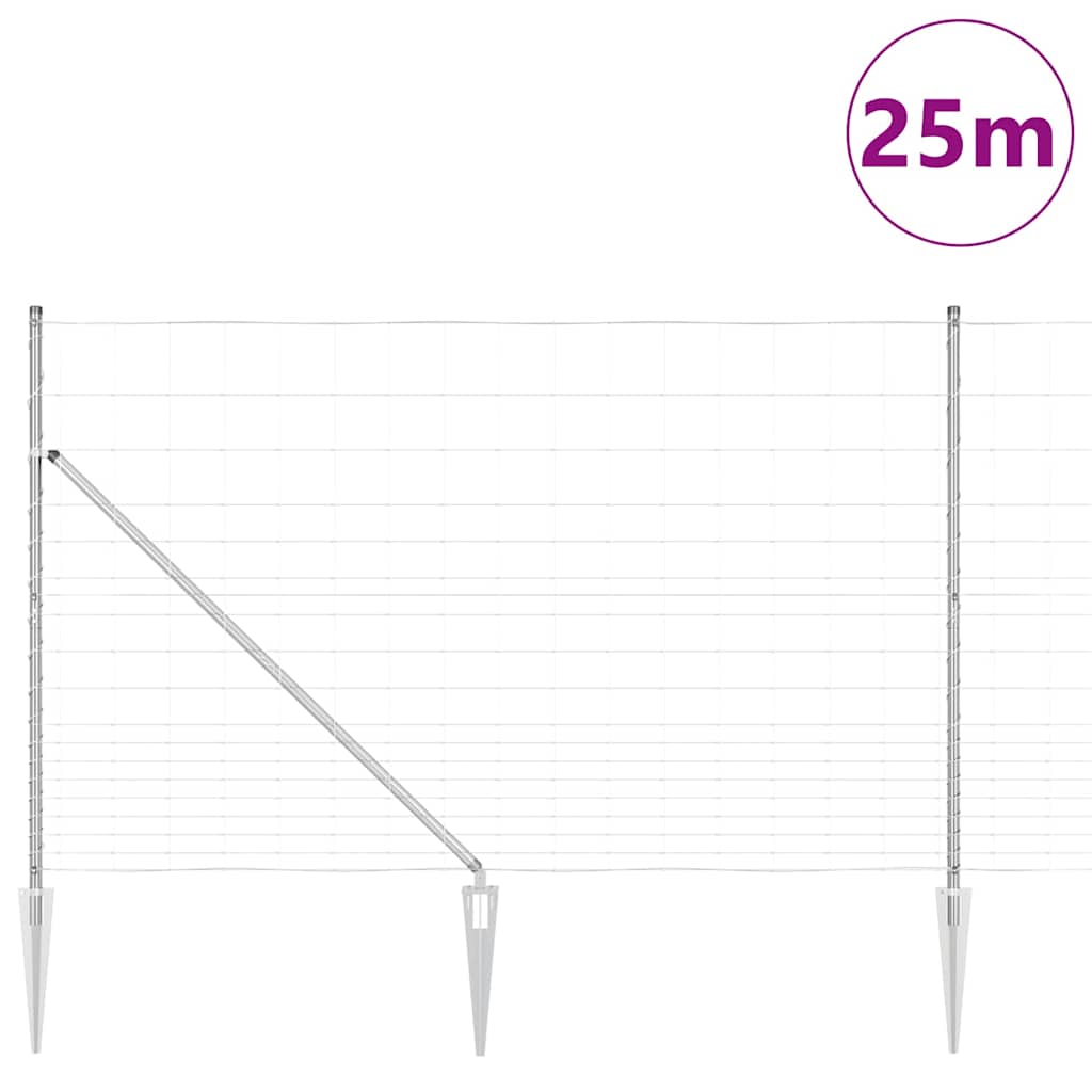 Welded Wire Fence with Spikes 25 x 1.5 m Galvanised Steel Mesh