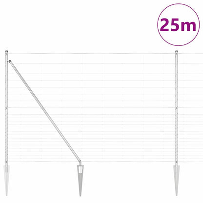 Welded Wire Fence with Spikes 25 x 1.6 m Galvanised Steel Mesh