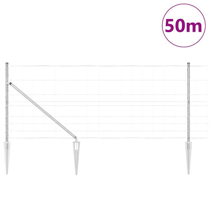 Welded Wire Fence with Spikes 50 x 1 m Galvanised Steel Silver
