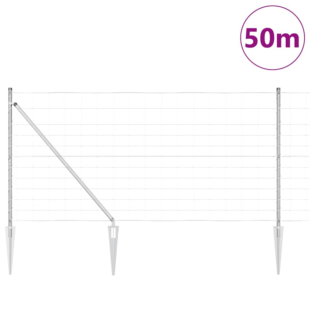 Welded Wire Fence with Spikes 50 x 1.2 m Galvanised Steel Mesh