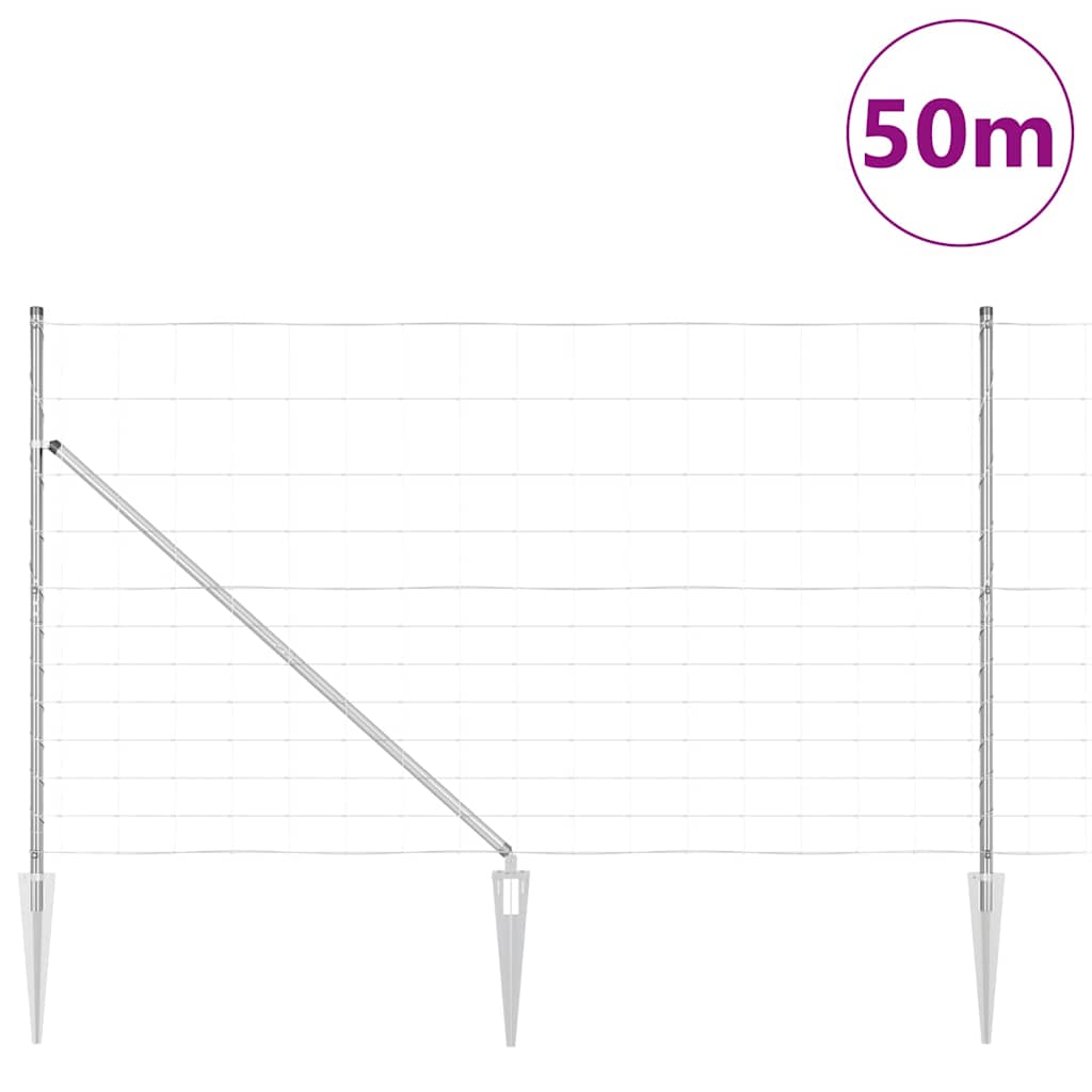 Welded Wire Fence with Spikes 50 x 1.4 m Galvanised Steel Mesh