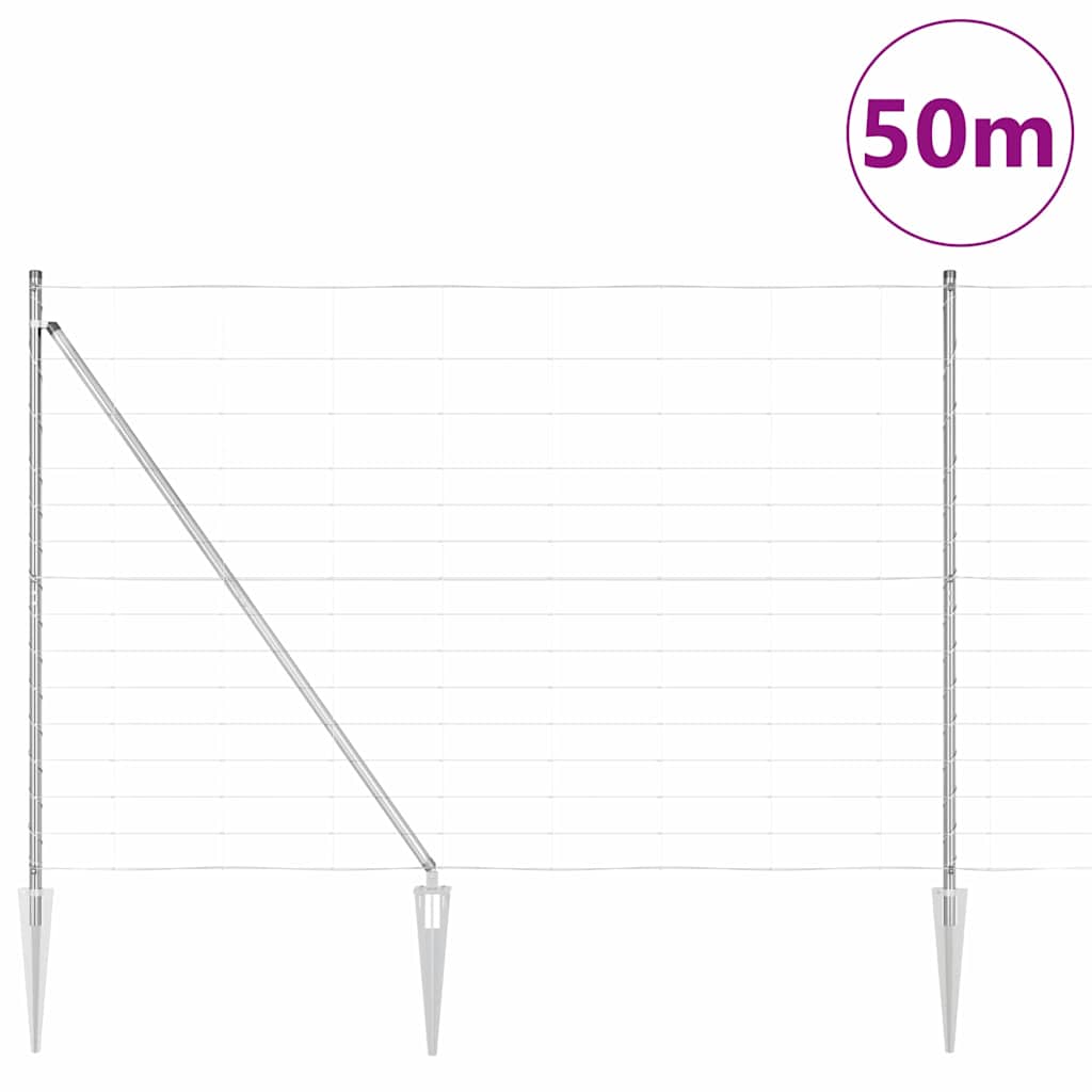 Welded Wire Fence with Spikes 50 x 1.6 m Galvanised Steel Mesh
