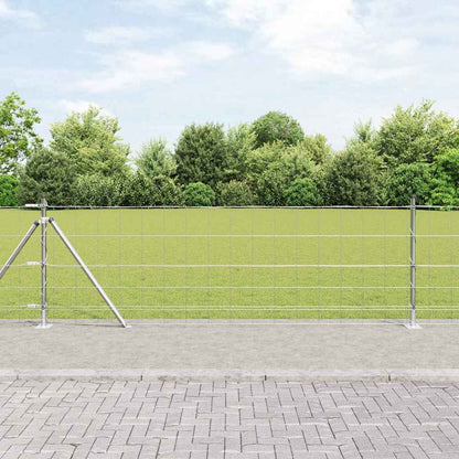 Welded Wire Fence with Concrete Base 25 x 0.8 m Silver Mesh