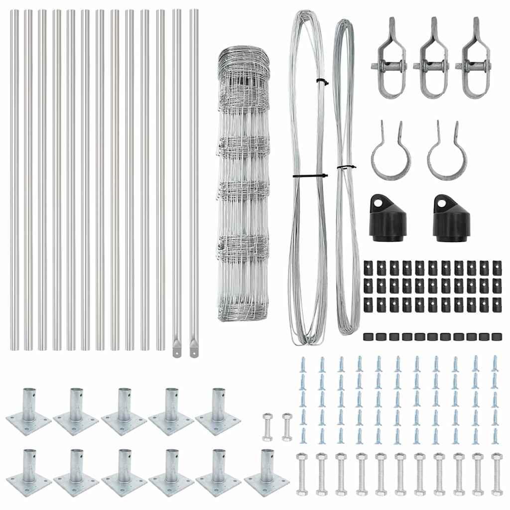 Welded Wire Fence with Concrete Base 25 x 0.8 m Silver Mesh