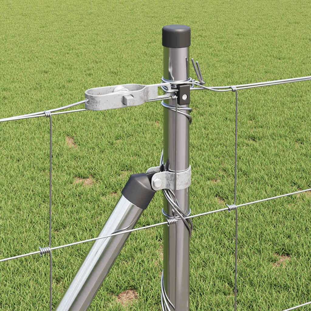 Welded Wire Fence with Concrete Base 25 x 0.8 m Silver Mesh