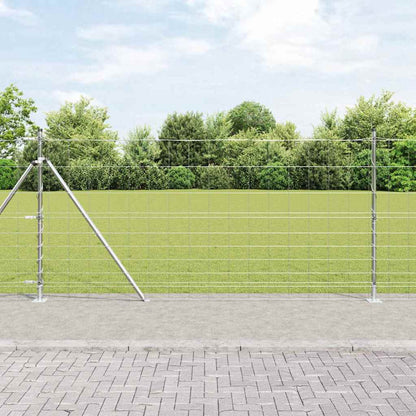 Welded Wire Fence with Concrete Base 25 x 1.2 m Silver Mesh