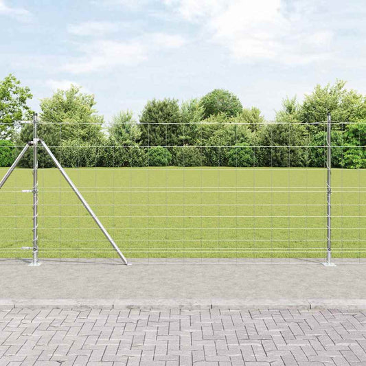Welded Wire Fence with Concrete Base 25 x 1.2 m Silver Mesh