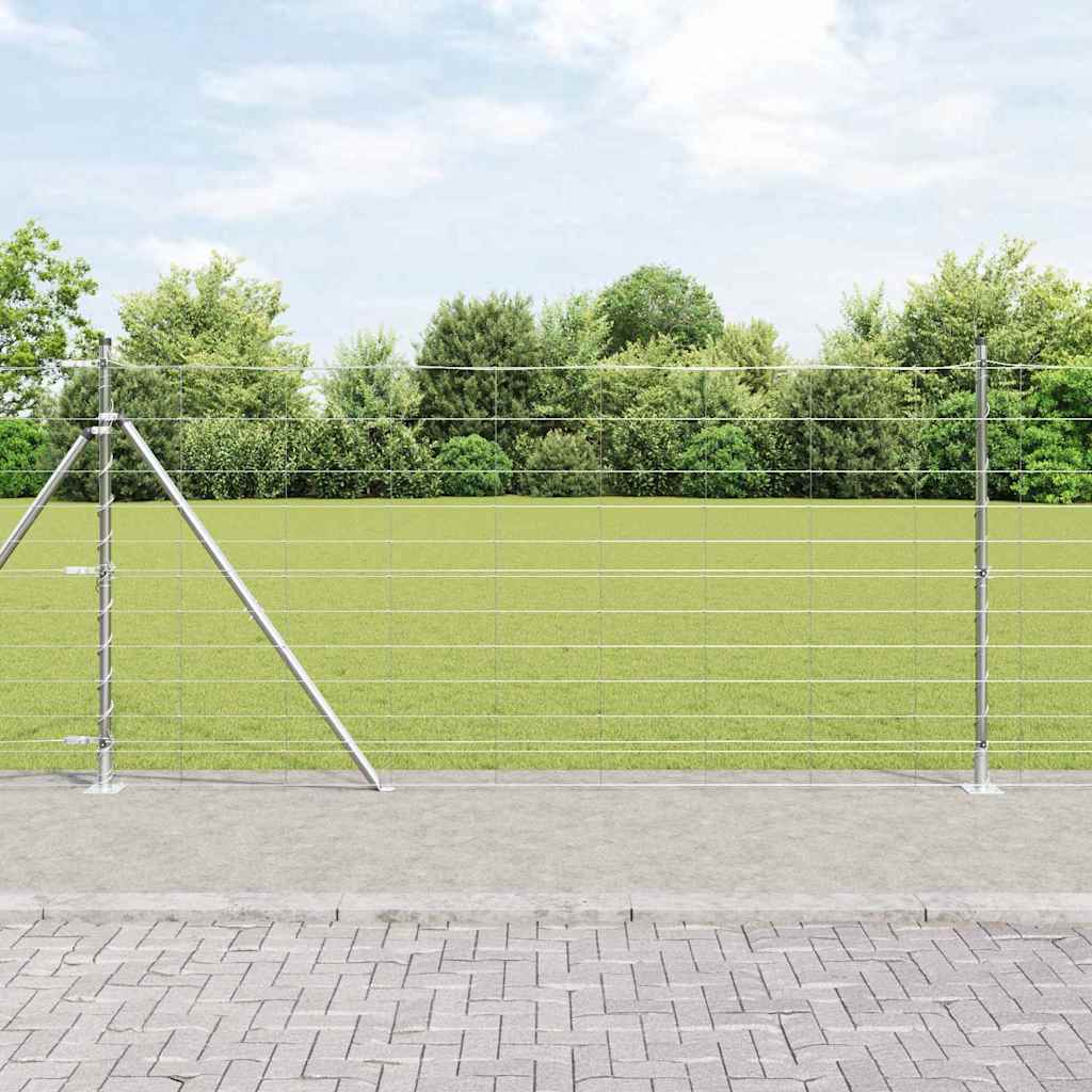 Welded Wire Fence with Concrete Base 25 x 1.2 m Silver Mesh