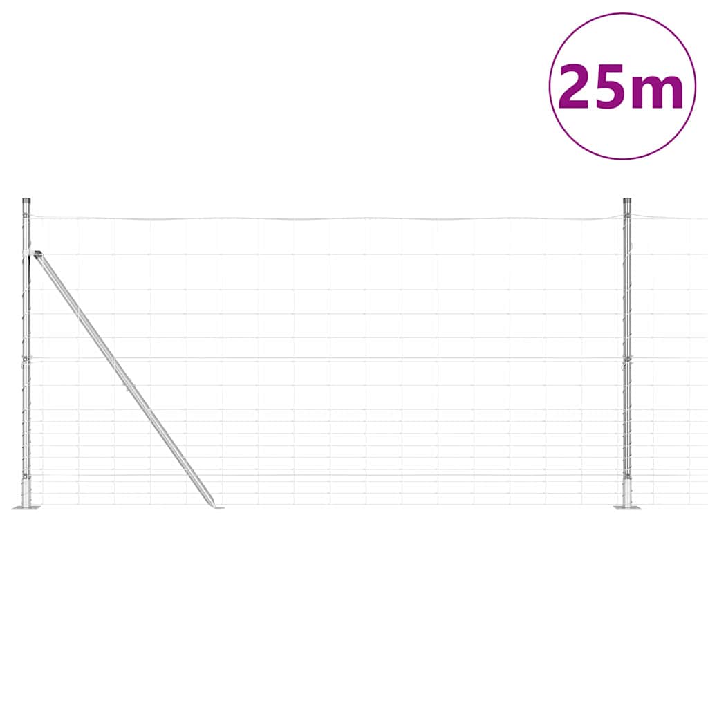 Welded Wire Fence with Concrete Base 25 x 1.2 m Silver Mesh
