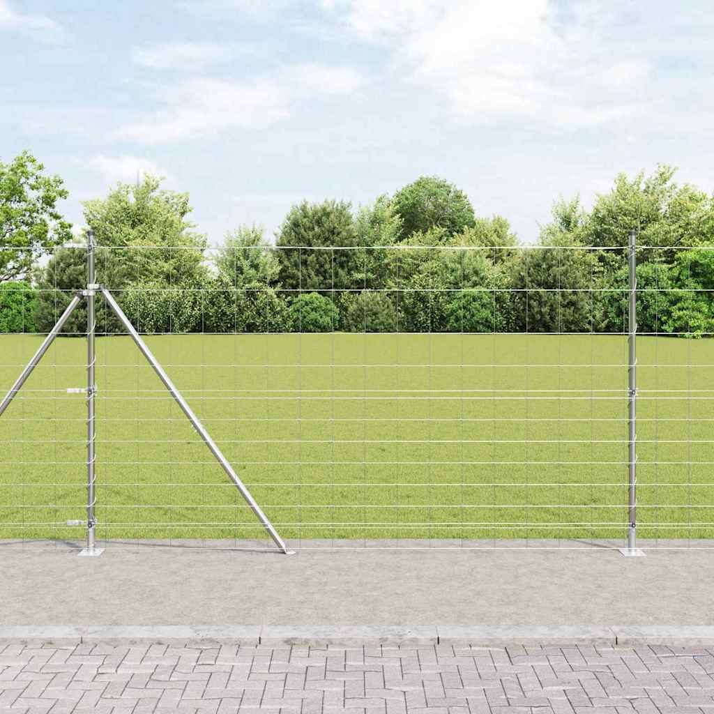 Welded Wire Fence with Concrete Base 25 x 1.4 m Silver Mesh