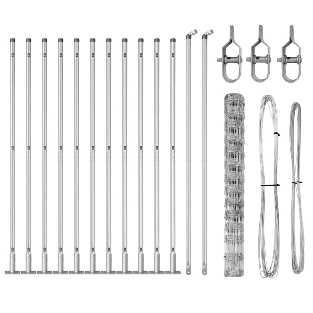 Welded Wire Fence with Concrete Base 25 x 1.4 m Silver Mesh
