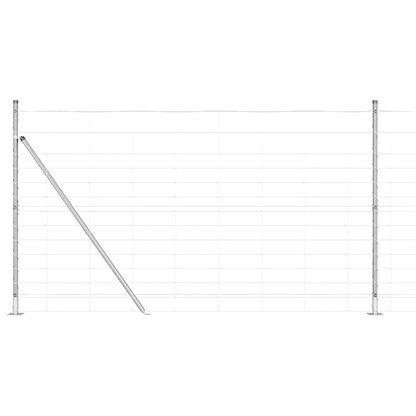 Welded Wire Fence with Concrete Base 25 x 1.4 m Silver Mesh