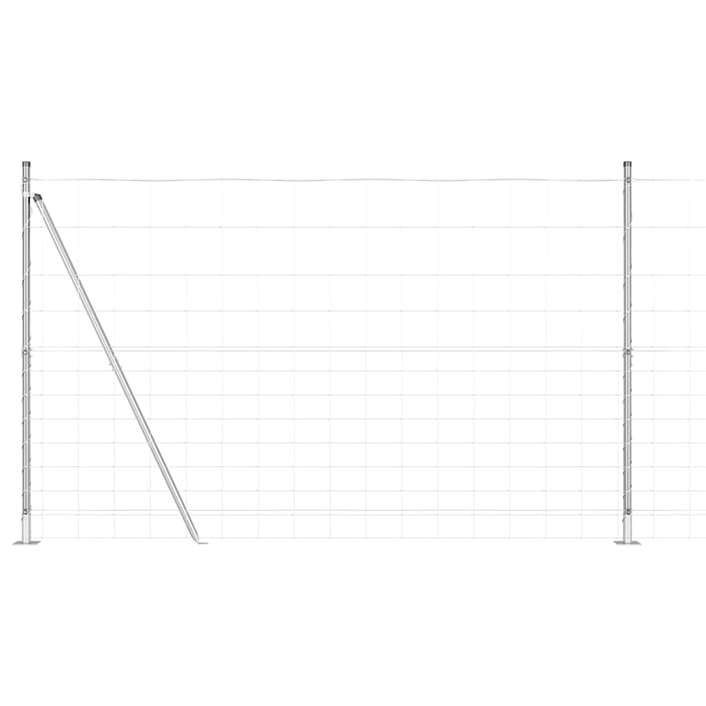 Welded Wire Fence with Concrete Base 25 x 1.5 m Silver Mesh