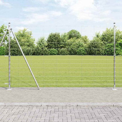 Welded Wire Fence with Concrete Base 25 x 1.5 m Silver Mesh