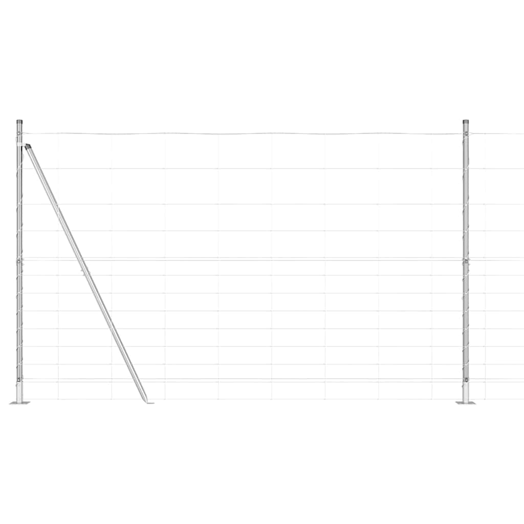 Welded Wire Fence with Concrete Base 25 x 1.5 m Silver Mesh