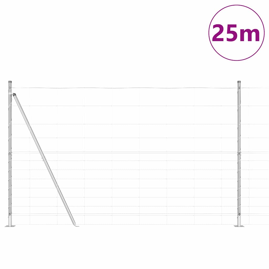 Welded Wire Fence with Concrete Base 25 x 1.5 m Silver Mesh