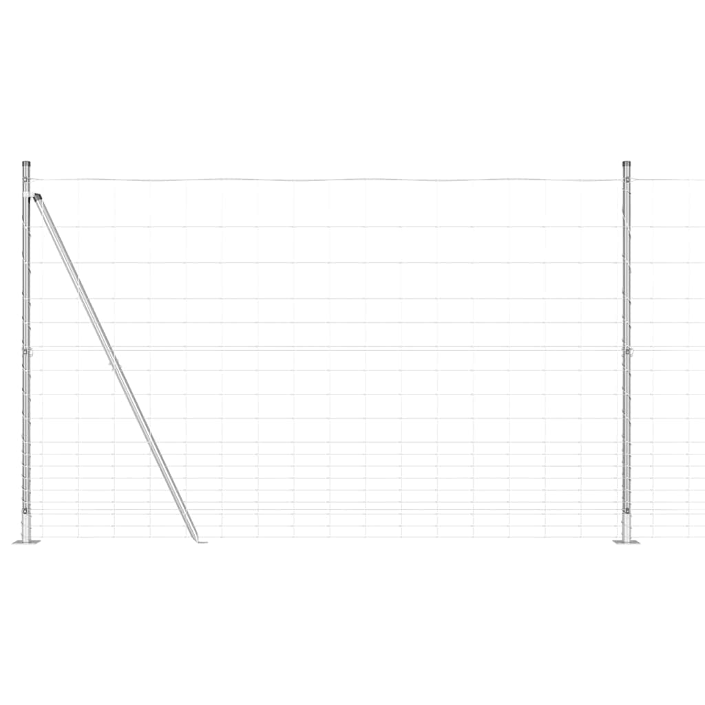 Welded Wire Fence with Concrete Base 25 x 1.5 m Silver Mesh