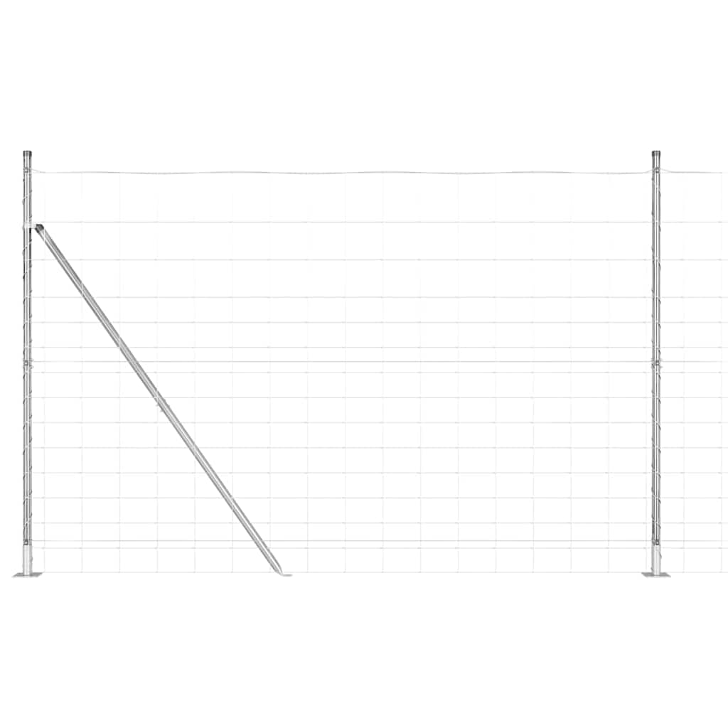 Welded Wire Fence with Concrete Base 25 x 1.6 m Silver Mesh