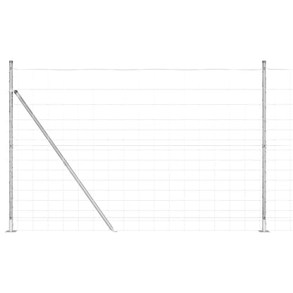 Welded Wire Fence with Concrete Base 25 x 1.6 m Silver Mesh