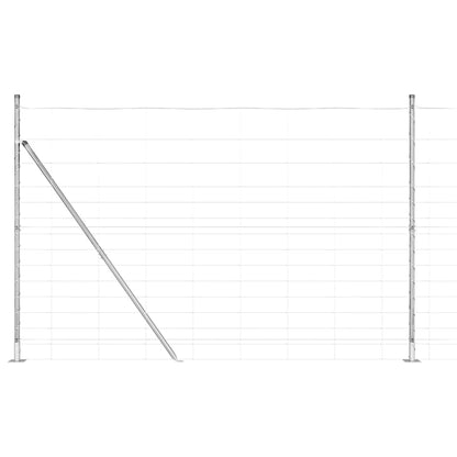 Welded Wire Fence with Concrete Base 25 x 1.6 m Silver Mesh