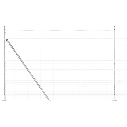 Welded Wire Fence with Concrete Base 25 x 1.6 m Silver Mesh