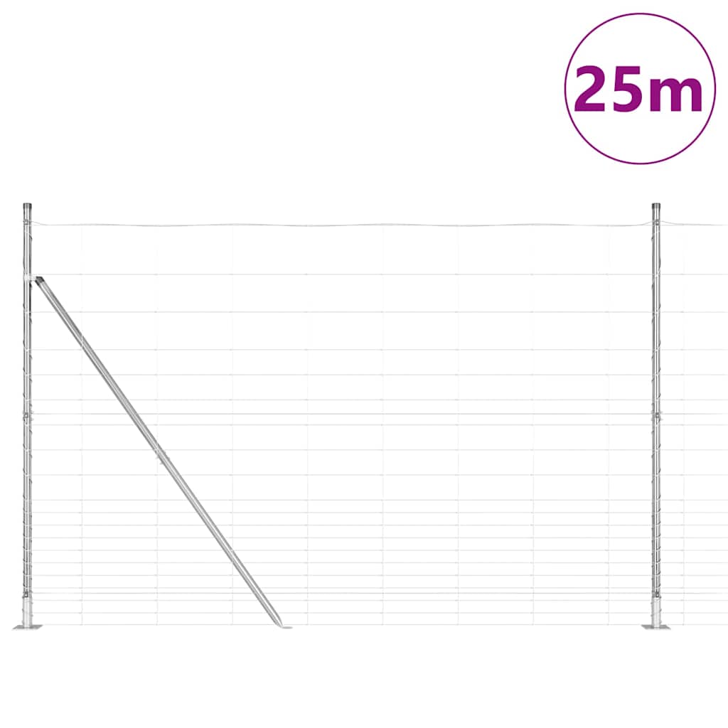 Welded Wire Fence with Concrete Base 25 x 1.6 m Silver Mesh