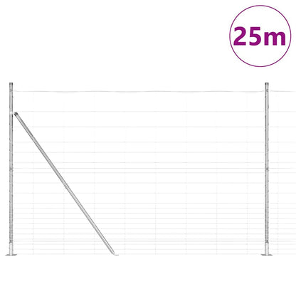 Welded Wire Fence with Concrete Base 25 x 1.6 m Silver Mesh