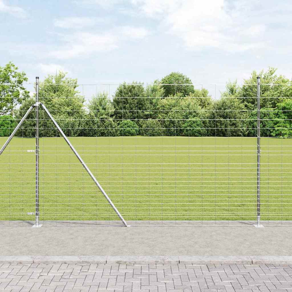 Welded Wire Fence with Concrete Base 25 x 1.6 m Silver Mesh