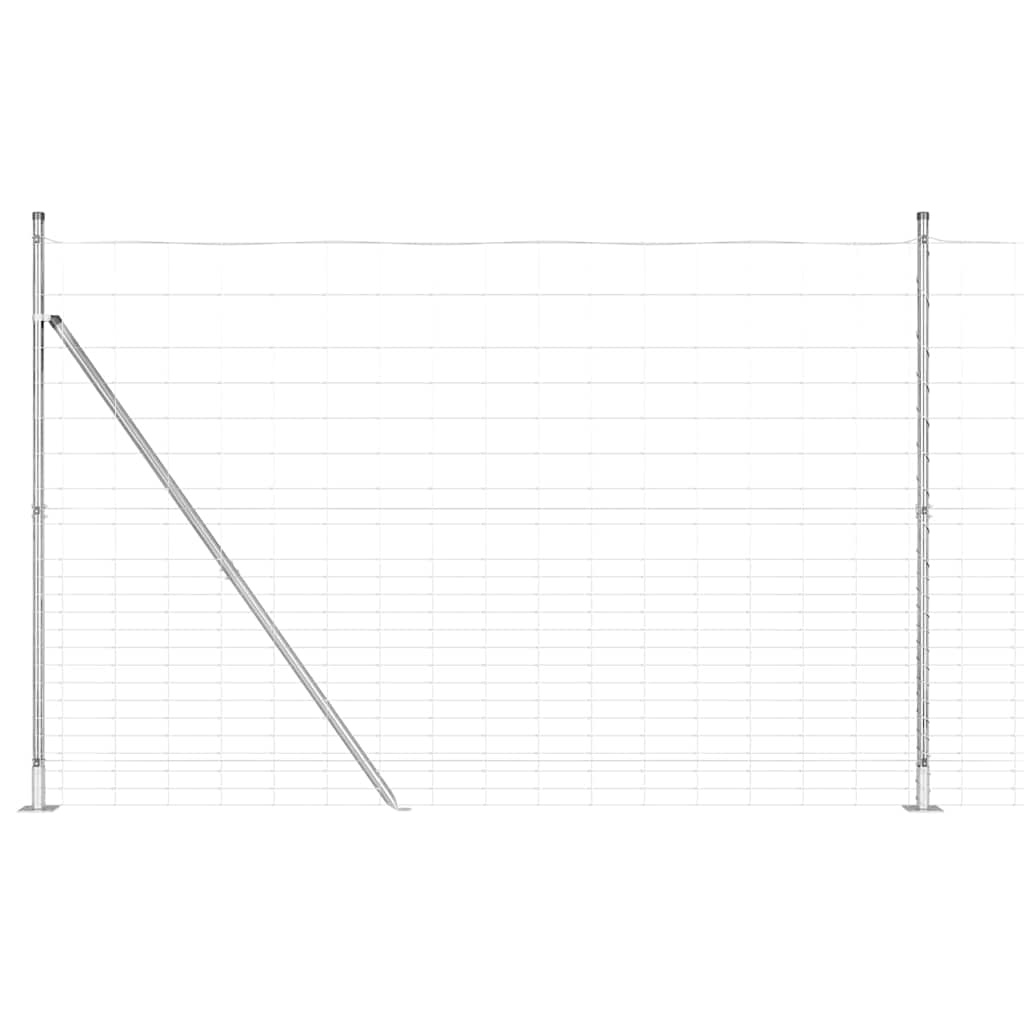 Welded Wire Fence with Concrete Base 25 x 1.6 m Silver Mesh