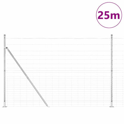 Welded Wire Fence with Concrete Base 25 x 1.6 m Silver Mesh