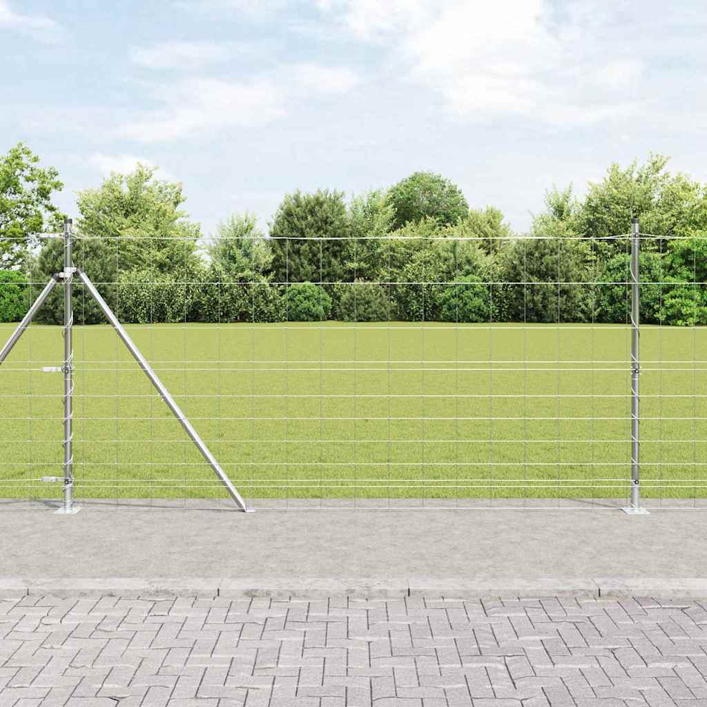 Welded Wire Fence with Concrete Base 50 x 1.2 m Silver Mesh