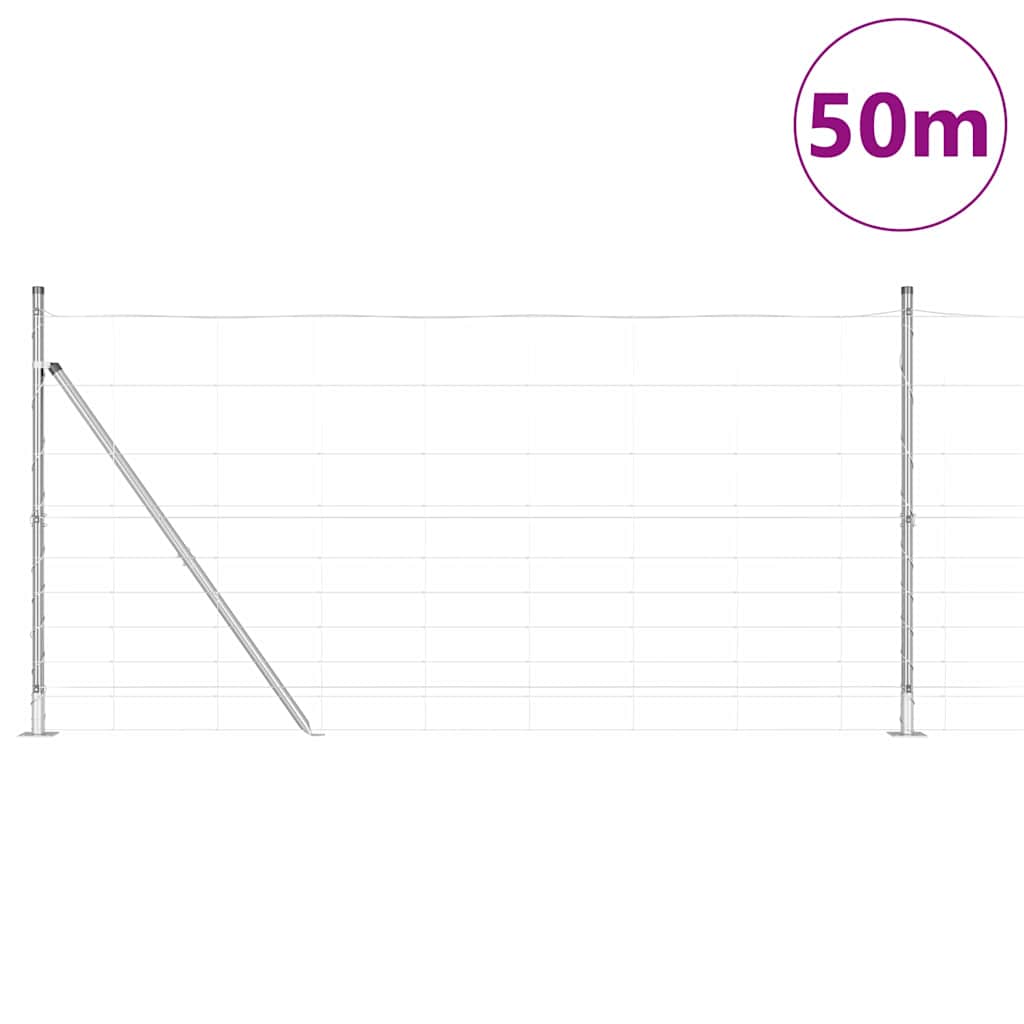 Welded Wire Fence with Concrete Base 50 x 1.2 m Silver Mesh
