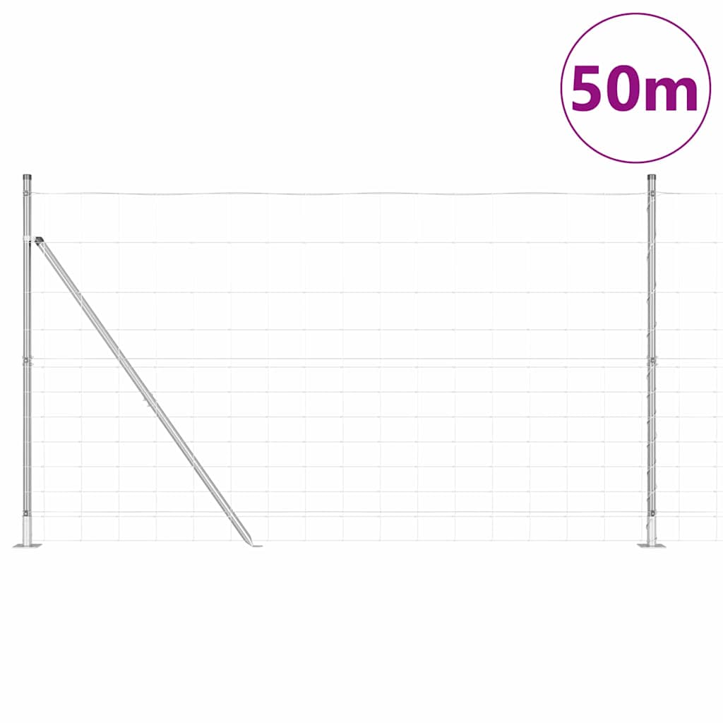 Welded Wire Fence with Concrete Base 50 x 1.4 m Silver Mesh