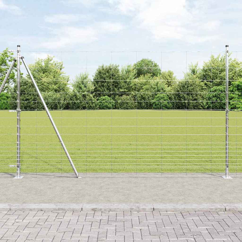 Welded Wire Fence with Concrete Base 50 x 1.5 m Silver Mesh