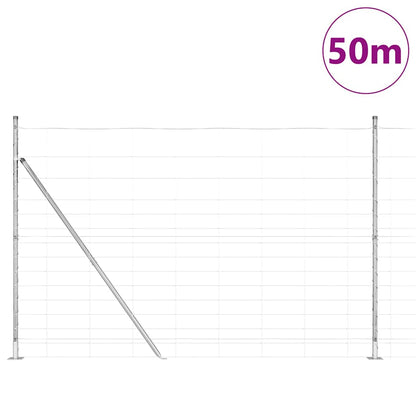 Welded Wire Fence with Concrete Base 50 x 1.6 m Silver Mesh