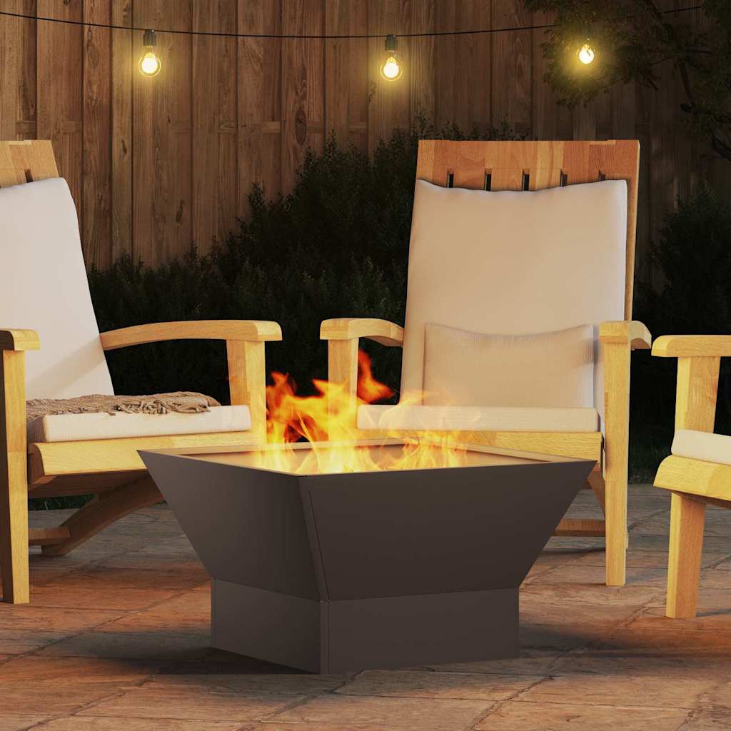 Fire Pit Black 60 x 60 x 35 cm Weathering Steel