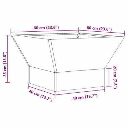 Fire Pit Black 60 x 60 x 35 cm Weathering Steel