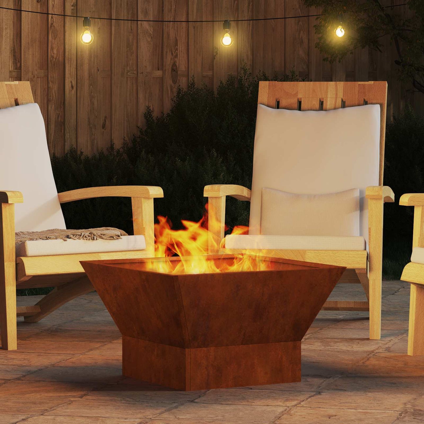 Fire Pit Rusty 60 x 60 x 35 cm Weathering Steel