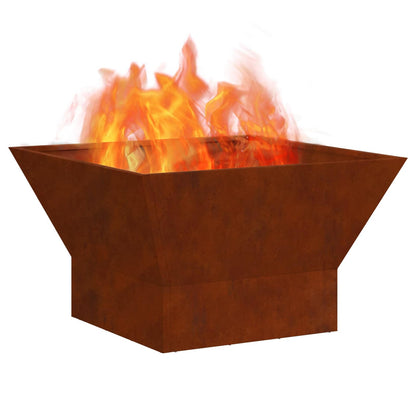 Fire Pit Rusty 60 x 60 x 35 cm Weathering Steel