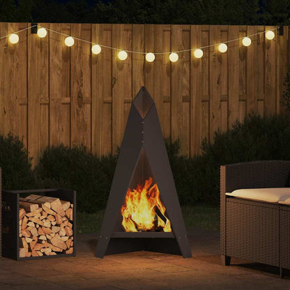 Fire Pit Black 58 x 40 x 100 cm Weathering Steel